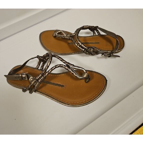 New Directions Braided Silver Metallic Sandals sz 10 - Picture 7 of 7
